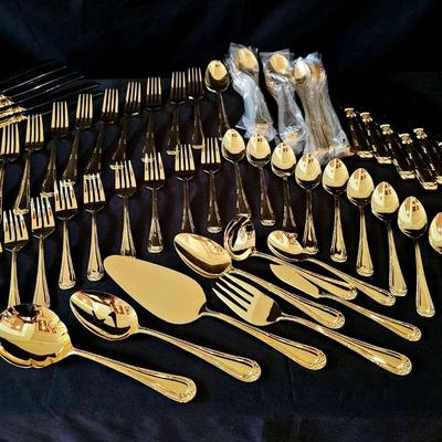 The Main Course Goldtone Flatware – Service for 12+