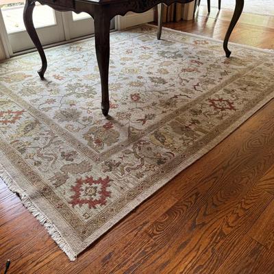 Large Ornate Area Rug with Fringed Edges