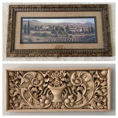Joe Sambataro “Bagni Di Lucca” Print & Ornate Carved Floral Panel