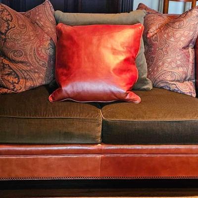 Henredon Ralph Lauren Leather & Corduroy Loveseat