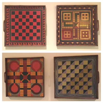 Hand-Painted Wooden Game Trays