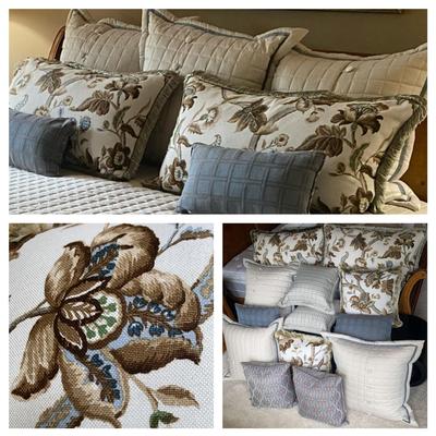 King Size Linens and Decorative Pillows