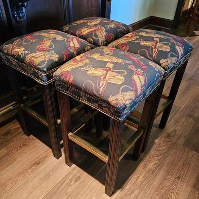 Set of Four Golf-Themed Bar Stools
