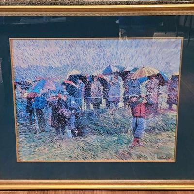 Framed Larry C. Winborg Golf Artwork