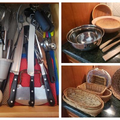 Kitchen Baskets, Mixing Bowls & Utensils – Wood, Stainless & More