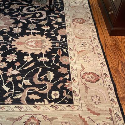 Traditional Floral Area Rug in Beige, Rose, and Black – Approx. 10' x 8'