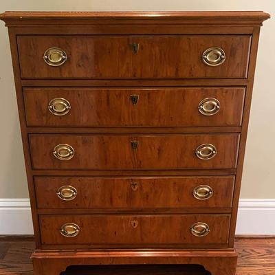 Drexel Wood Chest of Drawers with Brass-Tone Accents