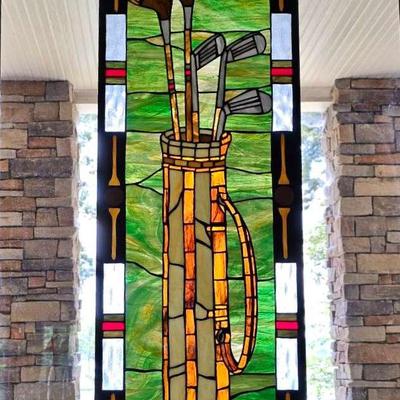 Golf-Themed Stained Glass Panel