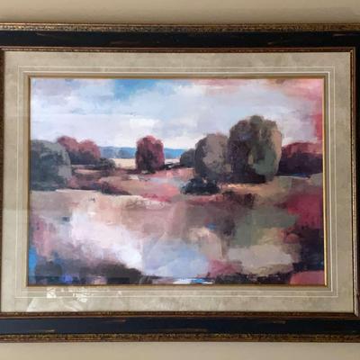Framed Impressionistic Landscape Print – 36" x 45"