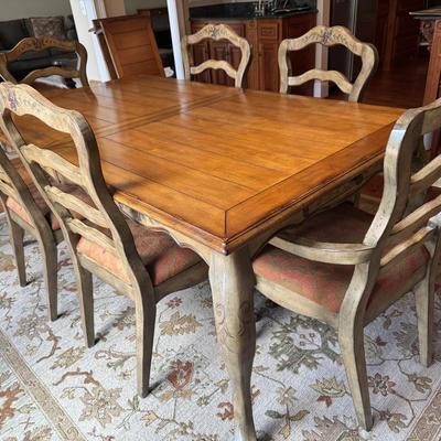 Hand-Painted Dining Table with 8 Chairs