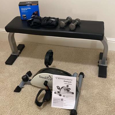 DeskCycle, Workout Bench & Free Weights Set