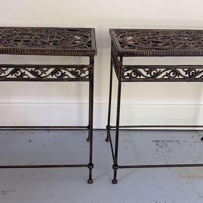 Pair of Bronze Toned Metal Tables