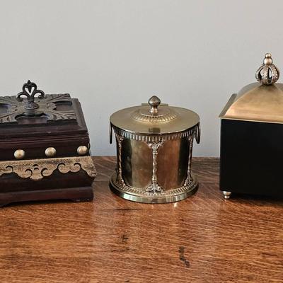 Vintage Biscuit Barrel, Sterling Industries Box & Decorative Lidded Containers
