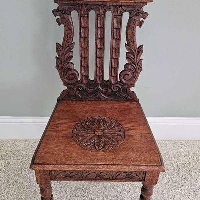 19th Century Oak Hall Chair