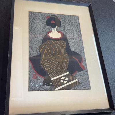 KFA025-Framed Japanese modern color woodblock print by Kiyoshi Saito, Kurashiki Okayama