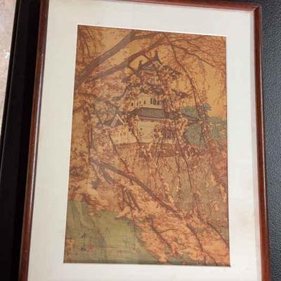KFA011-Framed woodblock print of Hirosaki Castle by Hiroshi Yoshida