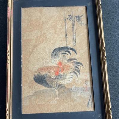 KFA098-Japanese woodblock print “A Cock” by Naonobu Kano