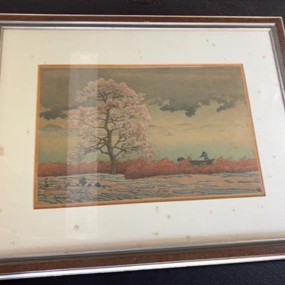 KFA026-Japanese woodblock print “Lake Shinji in the Rain” by Hasui Kawase