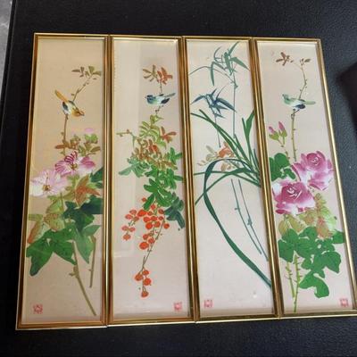 KFA042-Watercolor on silk by Gary Lau, Set of 4 Panels
