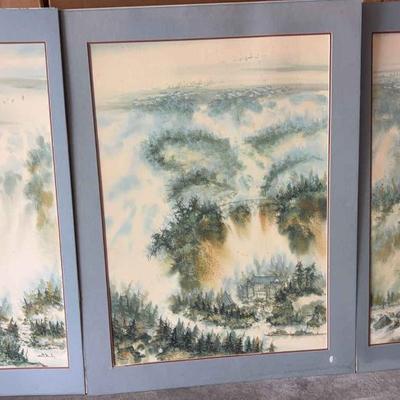KFA077-Chinese Watercolor paintings, 3 set