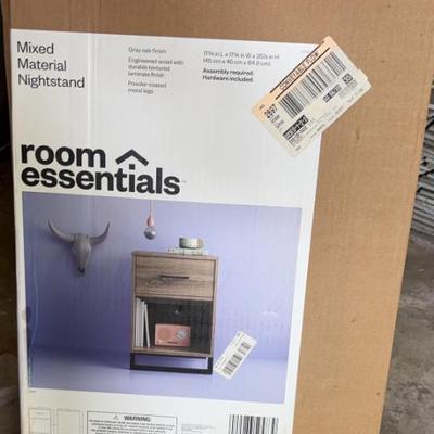 KFA112-Room Essentials Mixed Material Nightstand with Gray Oak finish