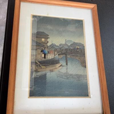KFA028-Japanese woodblock print “Rainy Season in Shinagawa” by Kawase Hasui