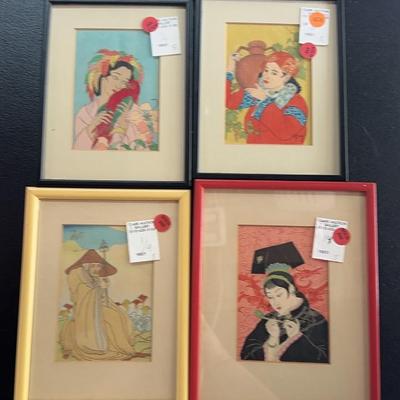 KFA089 - Paul Jaucolet Set Of 4 Woodblock Print