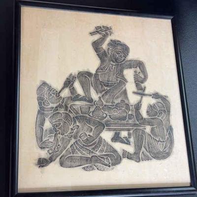 KFA007-Thai temple rubbing of drinking men