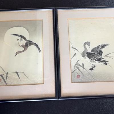 KFA030-Japanese woodblock prints “Goose Flying on the Night of the Full Moon" by Chikanobu Kano