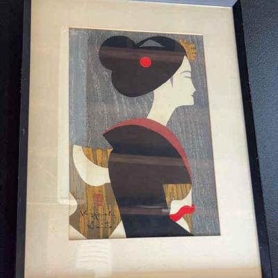 KFA003-Frame Japanese modern color woodblock print, by Kiyoshi Saito
