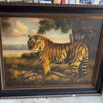 KFA087-Framed Oil painting of tiger