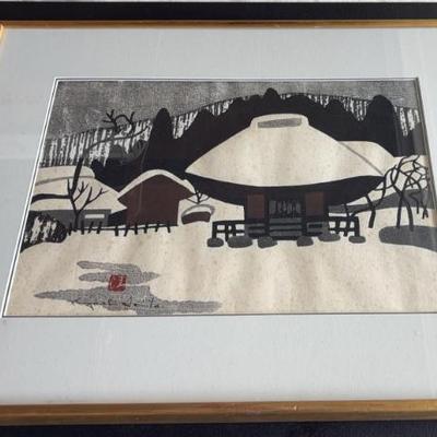 KFA069-Japanese woodblock print titled "Winter in Aizu" by Kiyoshi Saito