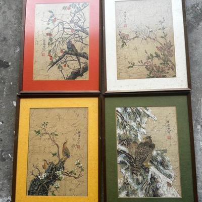 KFA043- Set Of 4 Chinese Paintings On Silk 
