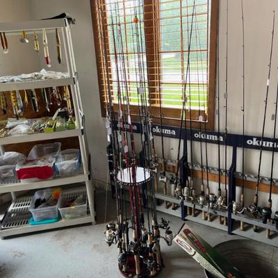 Tons of rods, reels, baits