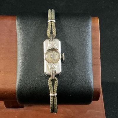 14 KT Solid Gold Vintage Gemex Ladies Wristwatch, Art Deco Design