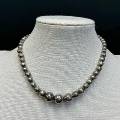 Sterling Silver Graduated Bead Necklace