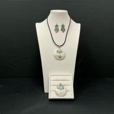 Two Pendants And Earrings