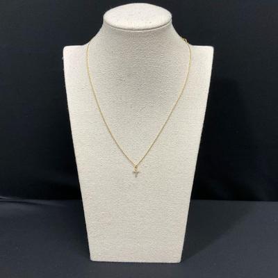 Sterling Silver/Gold Finished Jeweled Cross Necklace