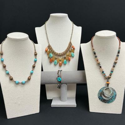 Turquoise, Coral, Wooden Beaded Necklaces 