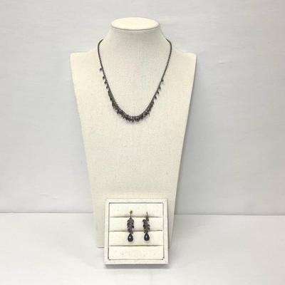 Beaded Costume Jewelry Necklace And Earrings Set 