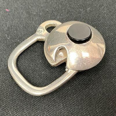 Sterling Silver Object With Black Stone, Possibly A Lock