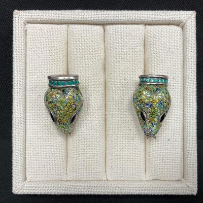 Vintage Margot De Texco Sterling Silver Snake Head Cufflinks