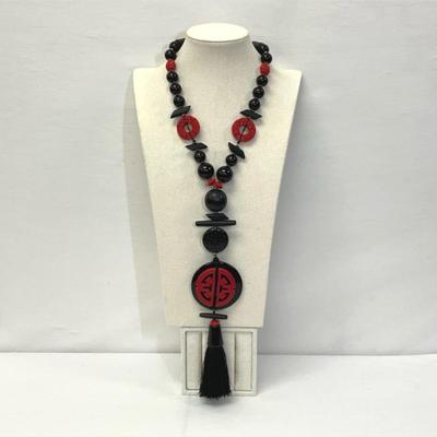 Chico’s Black Label Red & Black Chinese Necklace