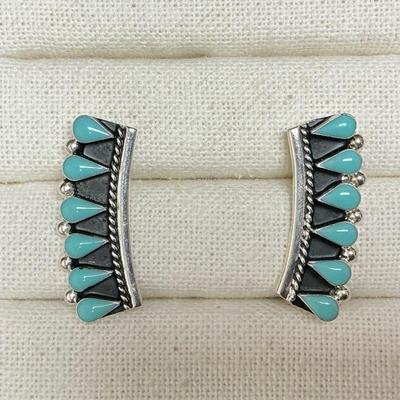 Sterling Silver & Turquoise Colored Earrings