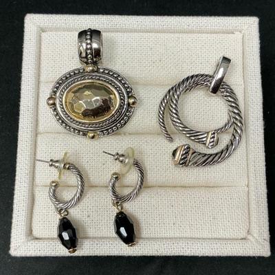 Silver Tone Pendants And Earrings