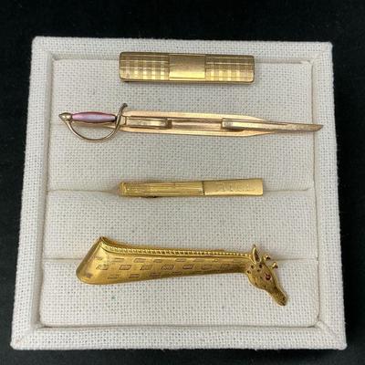 Vintage Gold Tone Tie Clips