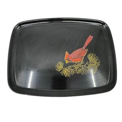 Lot 183   
Mid-Century Modern Couroc Black Resin Serving Tray With Cardinal