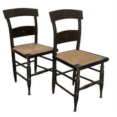 Lot 033   
Hitchcock Rush Woven Seat Chairs, Antique, Two (2)