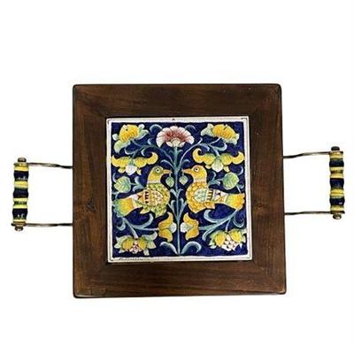 Lot 108   
Baudinelli Signed Maiolica Tile Service Tray