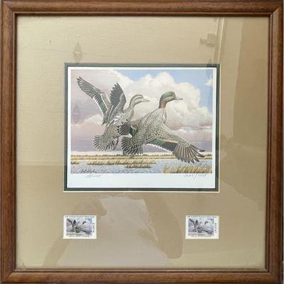 Lot 294   
Guy Coheleach 1987 Waterfowl Signed Lithograph and Kansas Stamp Set